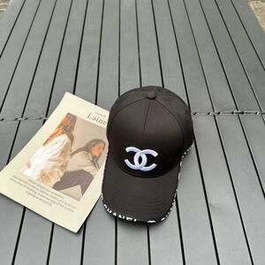 Chanel Side Logo Trim Black Baseball Cap